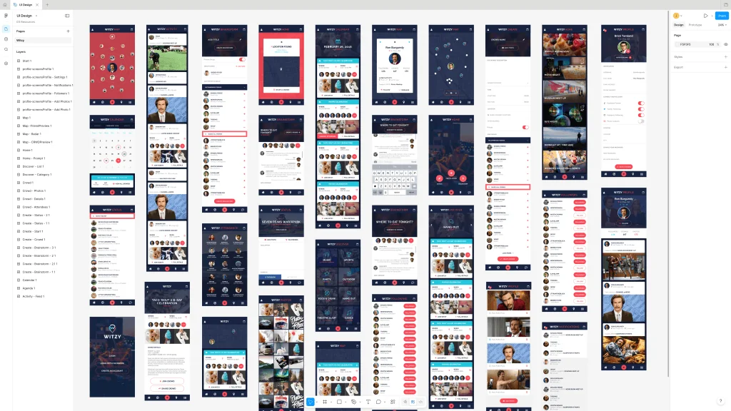 Witzy project interface and design work